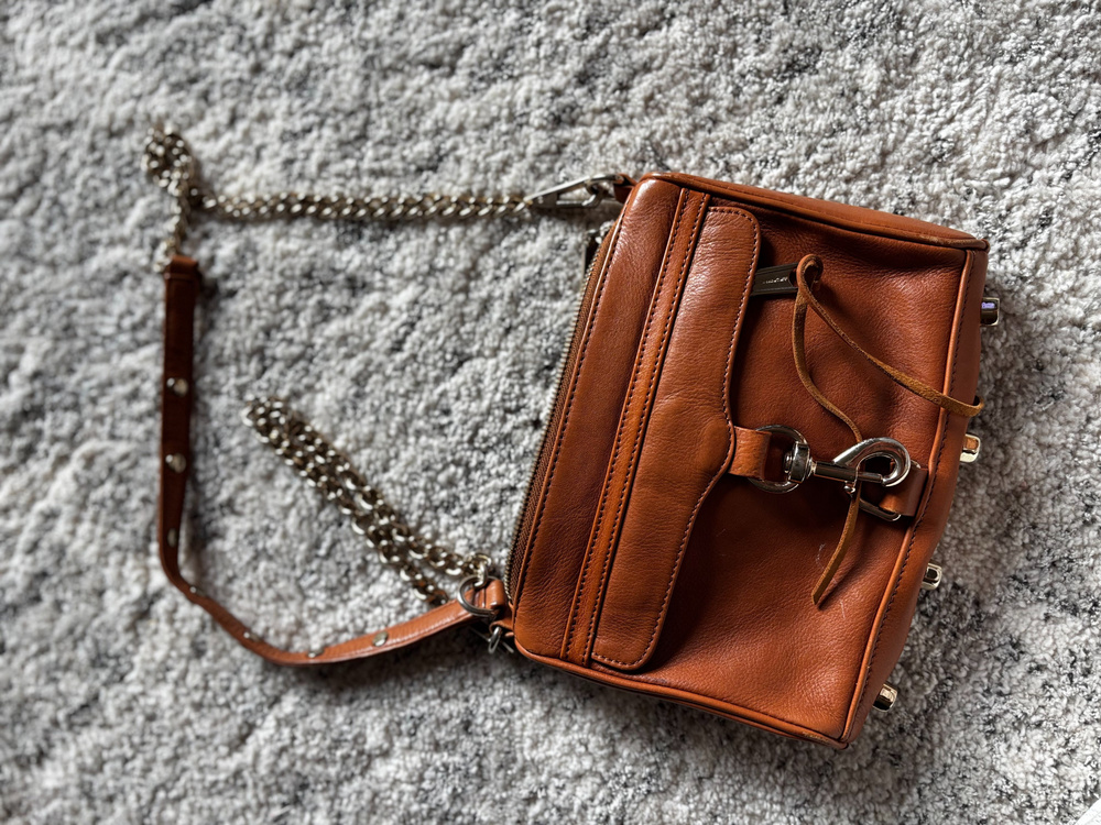 Rebecca Minkoff Leather Crossbody Bag Brown Chain Strap